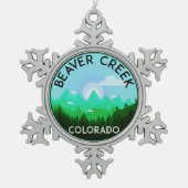 スキーBeaver Creekコロラド州のスキー スノーフレークピューターオーナメント (正面)