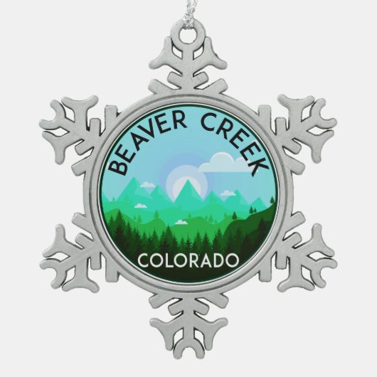 スキーBeaver Creekコロラド州のスキー スノーフレークピューターオーナメント (正面)