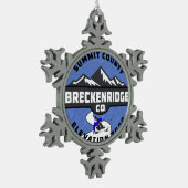 スキーBreckenridgeコロラド州のスキーBreck スノーフレークピューターオーナメント (左)