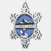 スキーBreckenridgeコロラド州のスキーBreck スノーフレークピューターオーナメント (右)