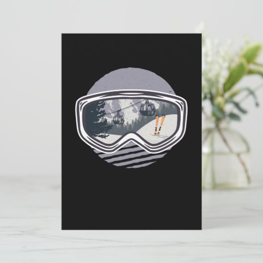 スキーGooglesリフトのスキースキー冬のスポーツギフト 招待状 (スタンド正面)