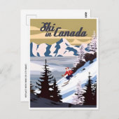 スキーinカナダヴィンテージ観光イラストレーション ポストカード (正面/裏面)