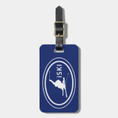 スキーiSKIシルエットスキーアオーバルマウンテンラベル ラゲッジタグ (正面縦)