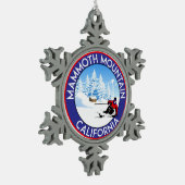 スキーMammoth Mountain山カリフォルニアスキー スノーフレークピューターオーナメント (左)