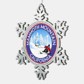 スキーMammoth Mountain山カリフォルニアスキー スノーフレークピューターオーナメント (右)