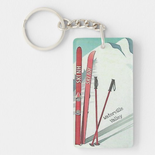 スキーNHウォータービルバレーヴィンテージスキーイラストレーション キーホルダー (正面)