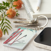 スキーNHウォータービルバレーヴィンテージスキーイラストレーション キーホルダー (正面右)