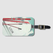 スキーNHルーンマウンテンヴィンテージイラストレーション ラゲッジタグ (正面横)