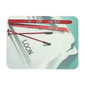 スキーNHルーンマウンテンヴィンテージスキーアート マグネット (横)