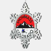 スキーSnowmassコロラド州のスキー スノーフレークピューターオーナメント (右)
