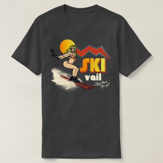 スキーVail 70s80sレトロ土産スタイルスキー Tシャツ (デザイン正面)