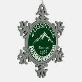 スキーZugspitzeドイツのスキードイツ スノーフレークピューターオーナメント (左)