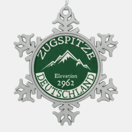 スキーZugspitzeドイツのスキードイツ スノーフレークピューターオーナメント