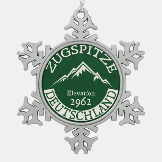 スキーZugspitzeドイツのスキードイツ スノーフレークピューターオーナメント (正面)