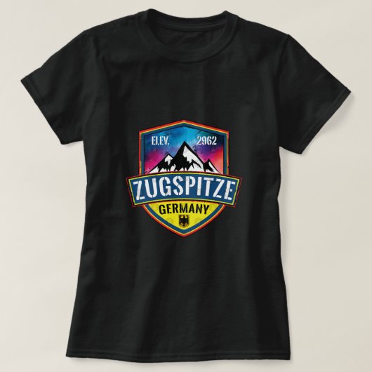 スキーZugspitzeドイツのスキー愛好家 Tシャツ (デザイン正面)