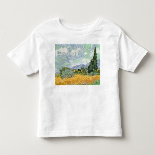 スギが付いているフィンセント・ファン・ゴッホ|のWheatfield、1889年 トドラーTシャツ (正面)