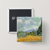 スギが付いているフィンセント・ファン・ゴッホ|のWheatfield、1889年 缶バッジ (正面&裏面)