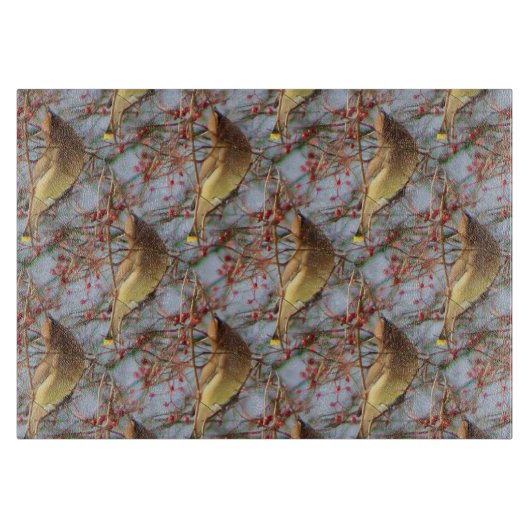 スギの羽ばたき鳥自然アートパターン カッティングボード (正面)