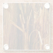 スギの質感のある木の樹皮の外観 ガラスコースター (裏面)