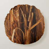 スギの質感のある木の樹皮の外観 ラウンドクッション (正面)