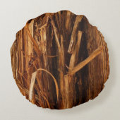 スギの質感のある木の樹皮の外観 ラウンドクッション (裏面)