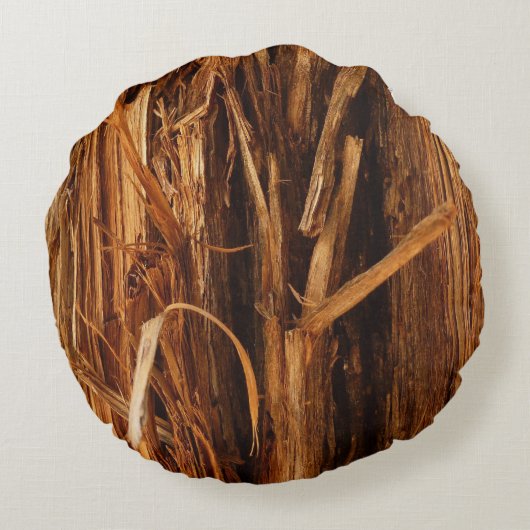 スギの質感のある木の樹皮の外観 ラウンドクッション (裏面)