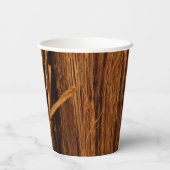 スギの質感のある木の樹皮の外観 紙コップ (裏面)