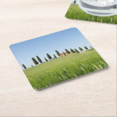 スギコースターが付いているタスカニーの農家 スクエアペーパーコースター (アングル)