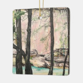 スギ滝トレイル、ホッキングヒルズ セラミックオーナメント (左)