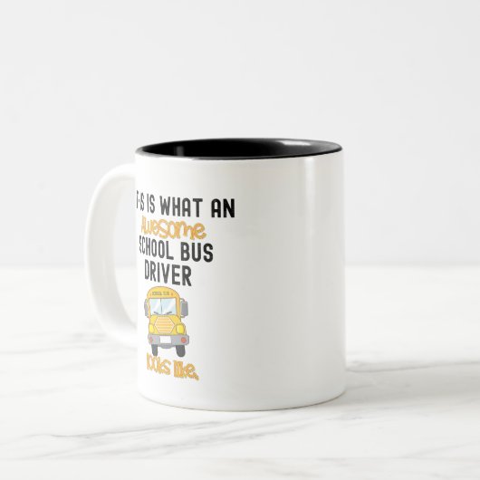 スクおもしろいールバスの運転手これは何だ素晴らし? ツートーンマグカップ (正面左)