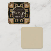 スクアザラブアールデコ金ゴールドブラックサンキューラウンド スクエア名刺 (正面/裏面)