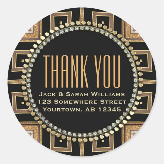 スクアザ – sqアールデコ金ゴールドブラックサンキューラウンド ラウンドシール (正面)