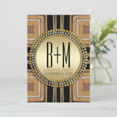 スクアジアートデコ金ゴールドブラックカクテルパーティー 招待状 (スタンド正面)