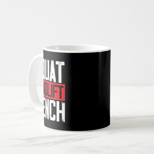 スクアットデッドリフトベンチ重量挙げパワーリフティングボー コーヒーマグカップ (正面左)