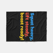 スクアットヘビーリフト定常獣レディおもしろいジムフー フリースブランケット (正面(横))