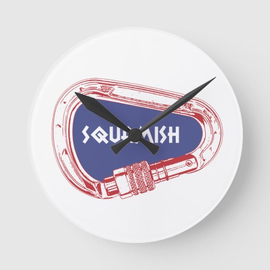 スクアミッシュ登山カラビナー ラウンド壁時計 (正面)
