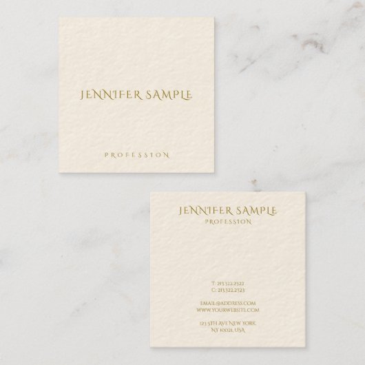 スクアモダンクシンプルテンプレート金ゴールド文字 スクエア名刺 (正面/裏面)