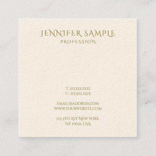 スクアモダンクシンプルテンプレート金ゴールド文字 スクエア名刺 (裏面)