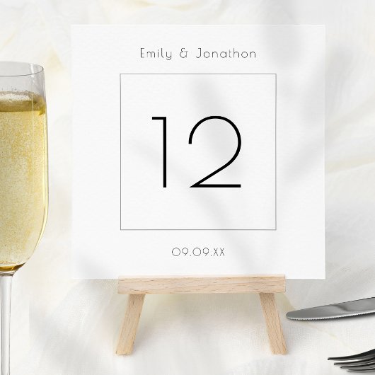 スクアモダンーク写真の結婚テーブル番号カード セーブザデート
