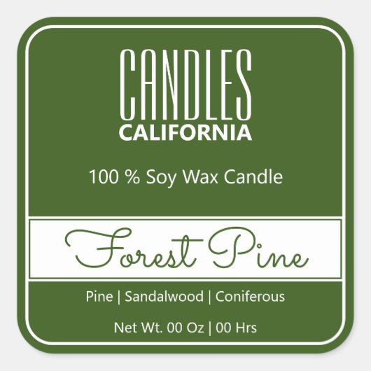 スクアモダンー縁どシンプルドの森の緑キャンドル スクエアシール (正面)