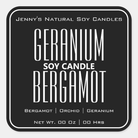 スクアモダンー縁どシンプル白黒キャンドル スクエアシール (正面)