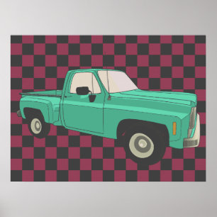 スクアレーボディ, GMC, Chevy C10,トラックを拾う,ステップサイド ポスター
