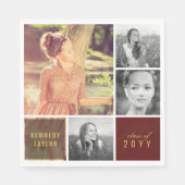 スクア数々のーシンプルル写真丁合卒業パーティー スタンダードランチョンナプキン (正面)