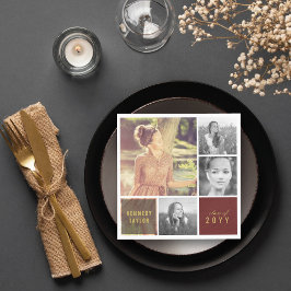 スクア数々のーシンプルル写真丁合卒業パーティー スタンダードランチョンナプキン