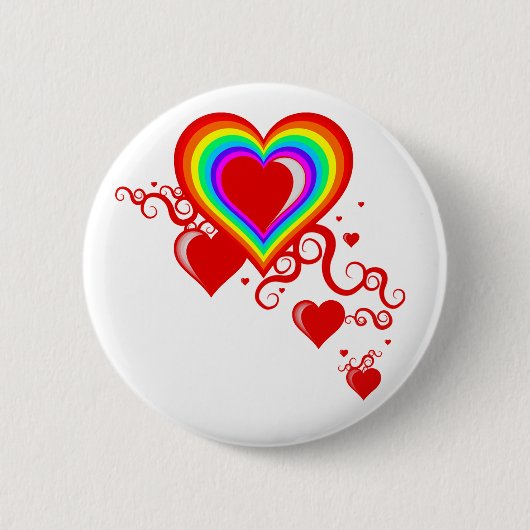 スクィグルハート。レインボーズ。 缶バッジ (正面)