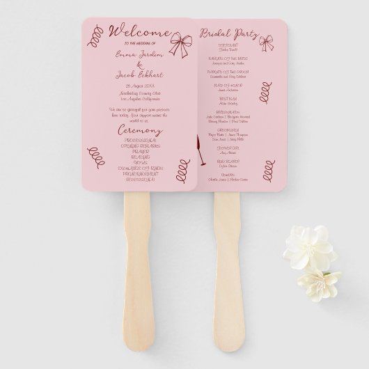 スクイお洒落グ予測できなルズピンク結婚式 プログラム ハンドファン (正面&裏面)