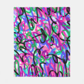 スクイグカラフルル抽象芸術アート フリースブランケット (正面)