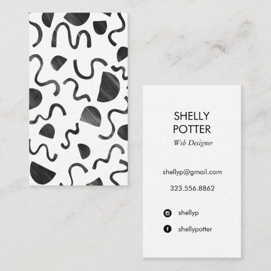 スクイグルス+シェイプはっきりしたシックミニマルユニーク 名刺 (正面/裏面)