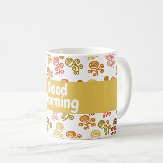 スクイグルバラ金ゴールドオレンジ&ラストコーヒーマグ コーヒーマグカップ (正面右)