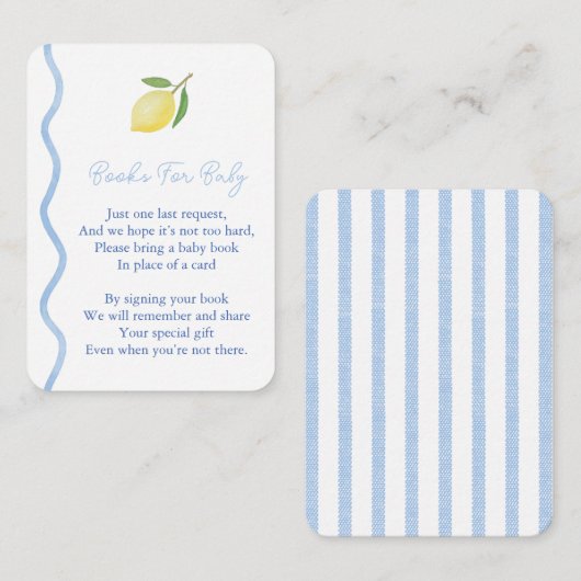 スクイグル ボーダー レモン 赤ちゃん男の子のシャワーにおすすめの絵本 エンクロージャーカード (正面/裏面)